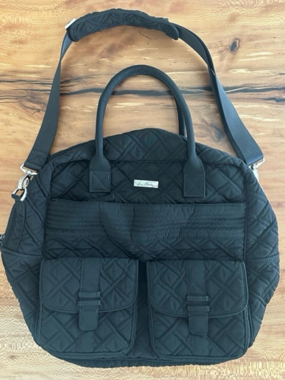 Vera Bradley Black Grand Cargo Quilted Travel Weekender Bag